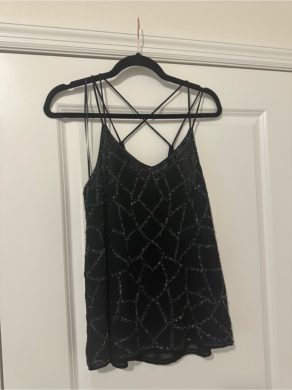 Buckle Black Beaded Strappy Camisole